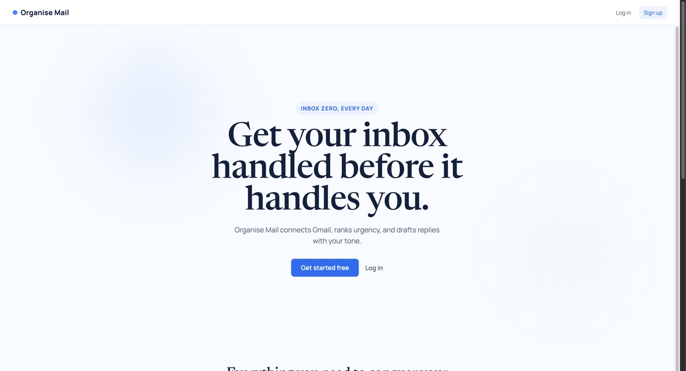 Organise Mail landing